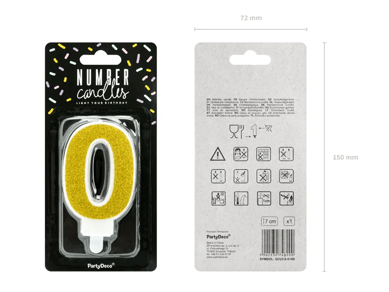 Kaars 0 Jaar Goud 7cm van Partydeco koop je bij Partywinkel