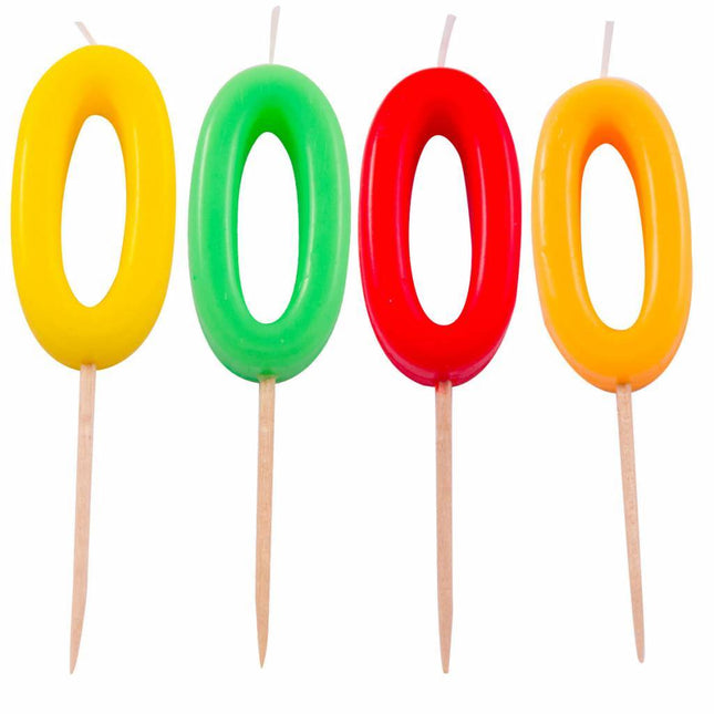 Kaars 0 Jaar Neon 8cm - Partywinkel - 8714572229609