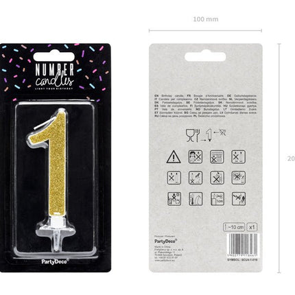 Kaars 1 Jaar Goud 10cm van Partydeco koop je bij Partywinkel