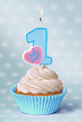 Kaars 1 Jaar Lichtblauw 8cm van Partydeco koop je bij Partywinkel