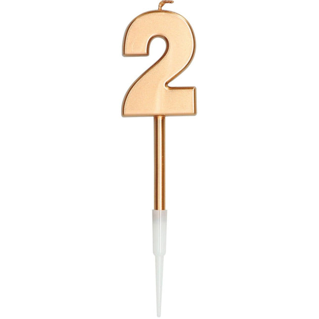 Kaars 2 Jaar Brons Metallic 15cm van Folat koop je bij Partywinkel