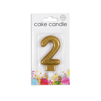 Kaars 2 Jaar Goud Glitter 7cm van WeFiesta koop je bij Partywinkel