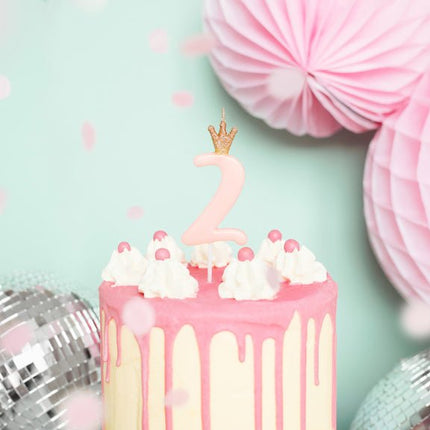 Kaars 2 Jaar Lichtroze 9,5cm van Partydeco koop je bij Partywinkel
