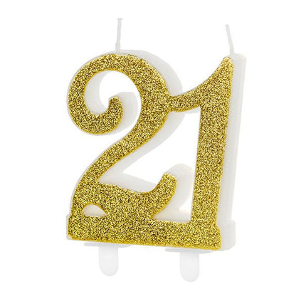 Kaars 21 Jaar Goud 7,5cm van Partydeco koop je bij Partywinkel