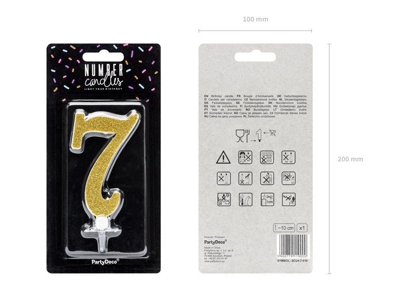 Kaars 7 Jaar Goud 10cm van Partydeco koop je bij Partywinkel