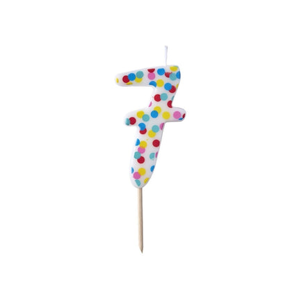 Kaars 7 Jaar Stippen 9cm van Ginger Ray koop je bij Partywinkel