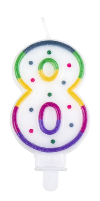 Kaars 8 Jaar 8cm - Partywinkel - 8712026310682