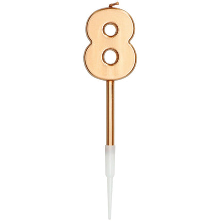 Kaars 8 Jaar Brons Metallic 15cm van Folat koop je bij Partywinkel