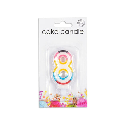 Kaars 8 Jaar Gekleurd 7cm van WeFiesta koop je bij Partywinkel