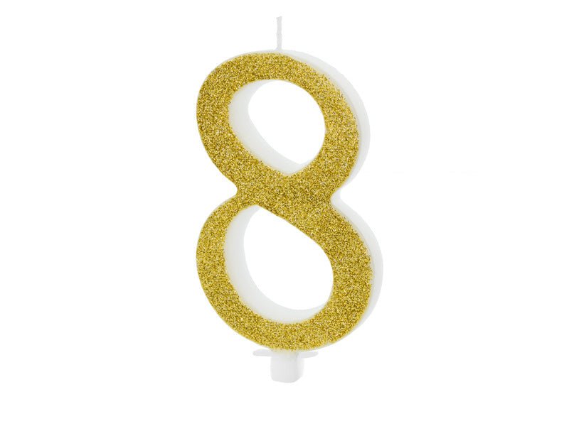 Kaars 8 Jaar Goud 10cm van Partydeco koop je bij Partywinkel