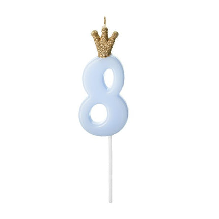 Kaars 8 Jaar Lichtblauw 9,5cm van Partydeco koop je bij Partywinkel