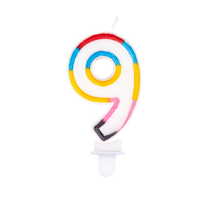Kaars 9 Jaar Gekleurd 7cm van WeFiesta koop je bij Partywinkel