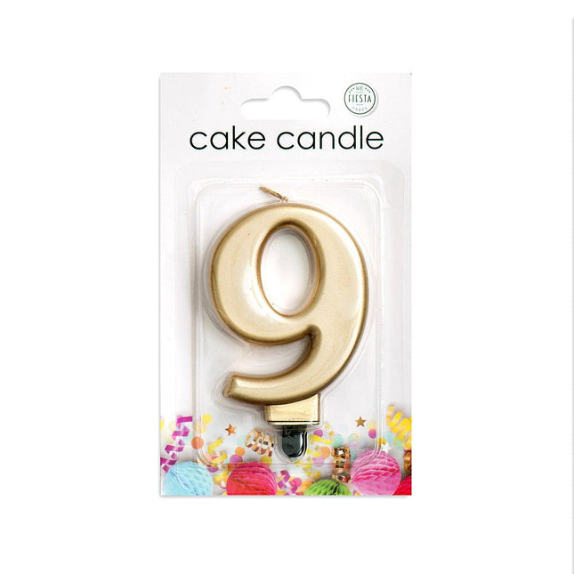 Kaars 9 Jaar Goud Metallic 8cm van WeFiesta koop je bij Partywinkel