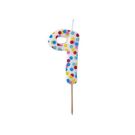 Kaars 9 Jaar Stippen 9cm van Ginger Ray koop je bij Partywinkel
