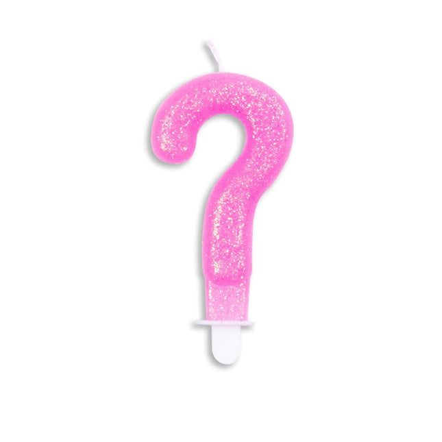 Kaars ? Jaar Roze Glitter 7cm van WeFiesta koop je bij Partywinkel