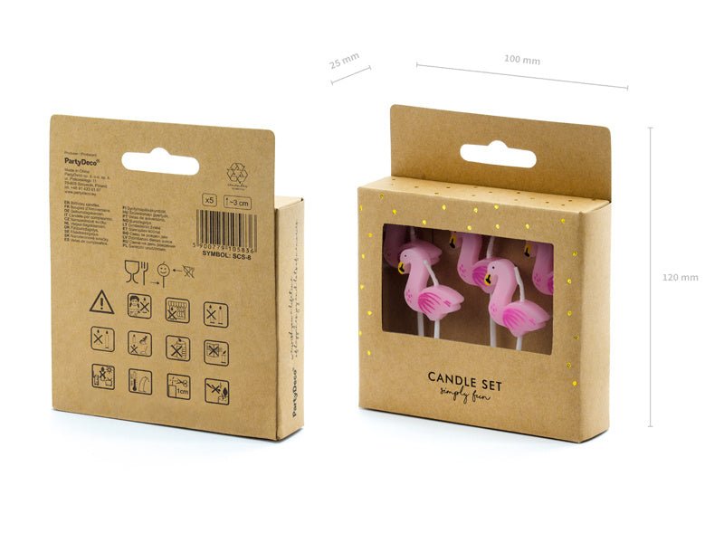 Kaarsen Flamingo 3cm 5st van Partydeco koop je bij Partywinkel