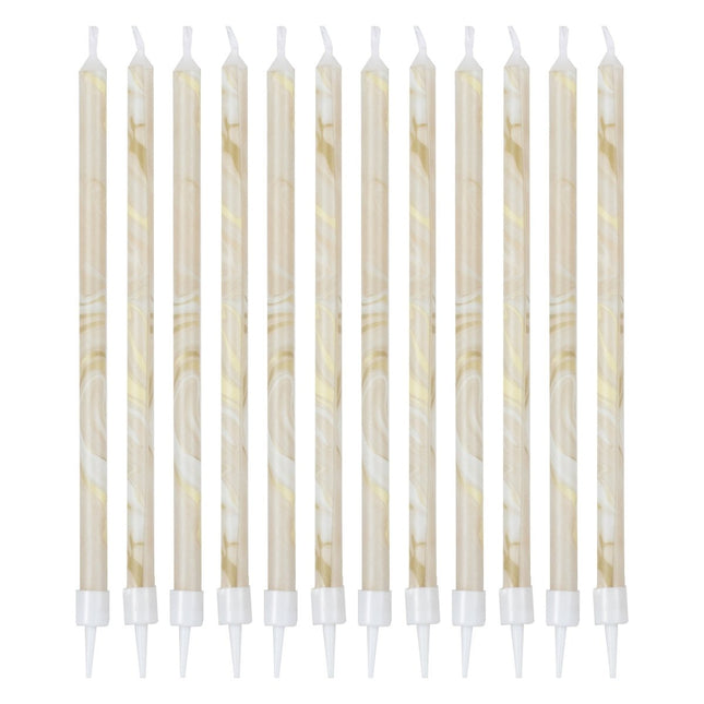 Kaarsen Marmer 18cm 12st van Ginger Ray koop je bij Partywinkel