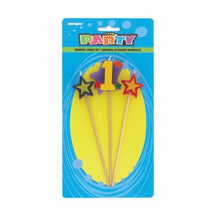 Kaarsen Set 1 Jaar Sterren 26cm 3st van Unique koop je bij Partywinkel