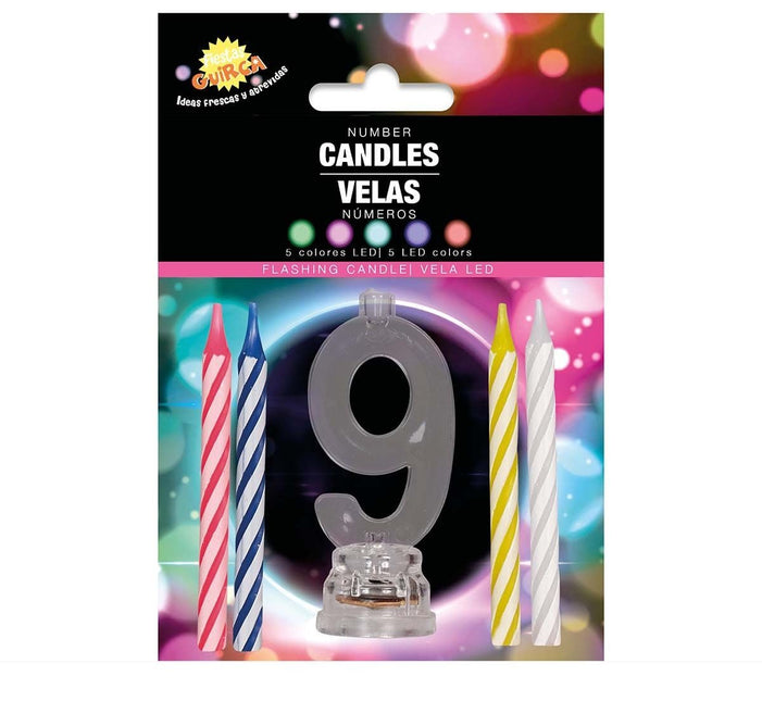 Kaarsenhouder 9 Jaar Led 13cm van Fiestas Guirca koop je bij Partywinkel