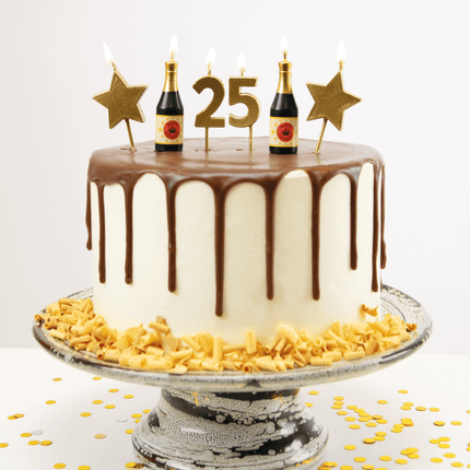 Kaarsjes 25 Jaar Champagne 17,5cm van Paper Dreams koop je bij Partywinkel