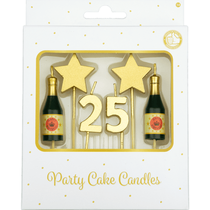 Kaarsjes 25 Jaar Champagne 17,5cm van Paper Dreams koop je bij Partywinkel