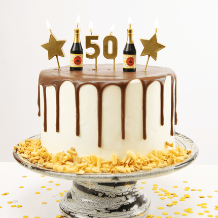 Kaarsjes 50 Jaar Champagne 17,5cm van Paper Dreams koop je bij Partywinkel