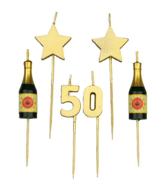 Kaarsjes 50 Jaar Champagne 17,5cm van Paper Dreams koop je bij Partywinkel