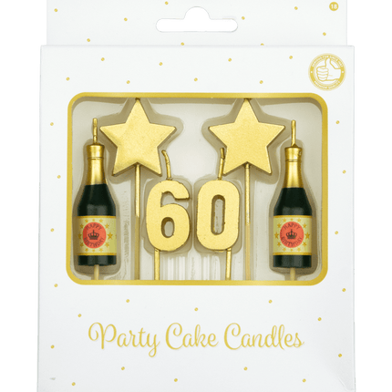 Kaarsjes 60 Jaar Champagne 17,5cm van Paper Dreams koop je bij Partywinkel