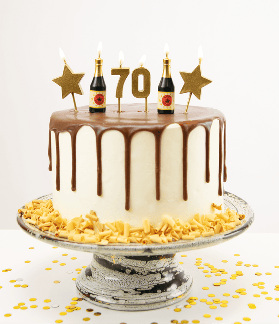 Kaarsjes 70 Jaar Champagne 17,5cm van Paper Dreams koop je bij Partywinkel