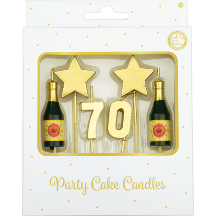 Kaarsjes 70 Jaar Champagne 17,5cm van Paper Dreams koop je bij Partywinkel