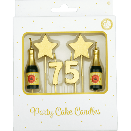 Kaarsjes 75 Jaar Champagne 17,5cm van Paper Dreams koop je bij Partywinkel