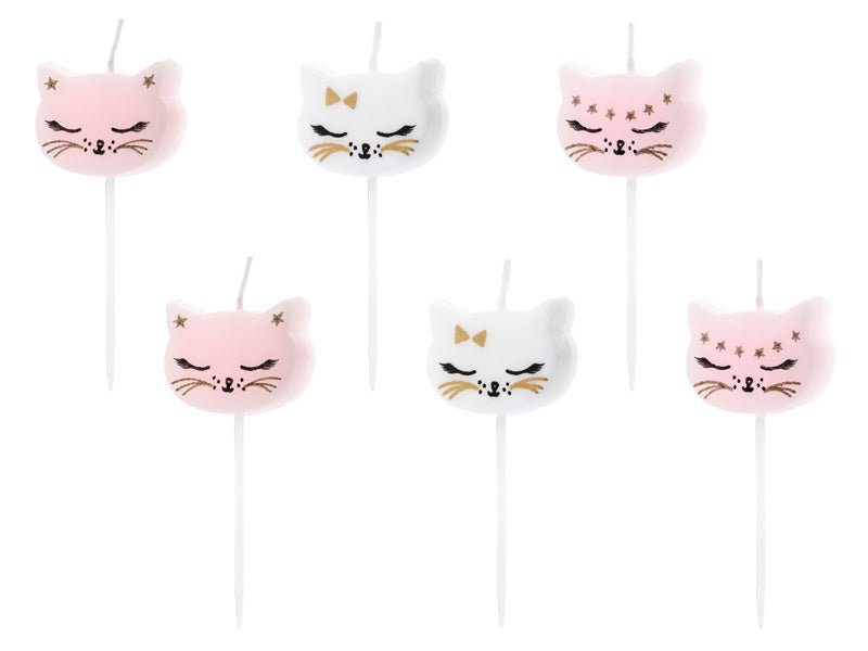 Kaarsjes Kat 2cm 6st van Partydeco koop je bij Partywinkel