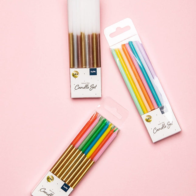 Kaarsjes Retro Gekleurd 10cm van Folat koop je bij Partywinkel