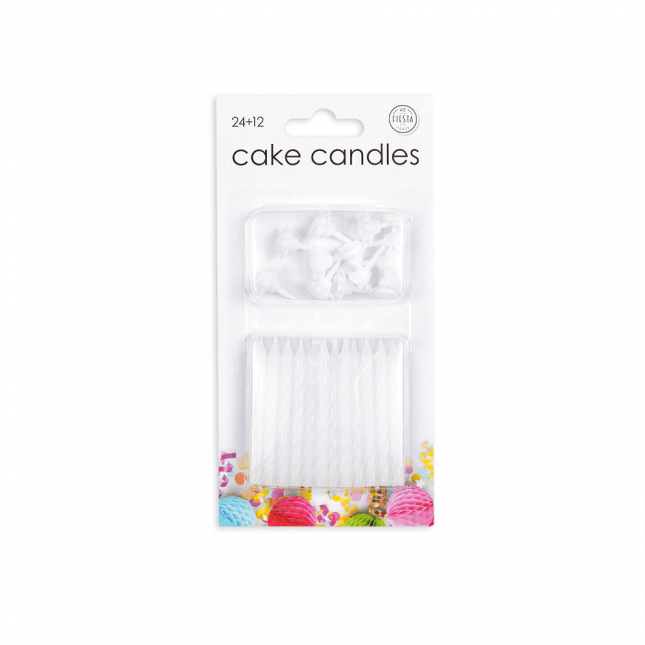 Kaarsjes Wit 6cm 24st van WeFiesta koop je bij Partywinkel