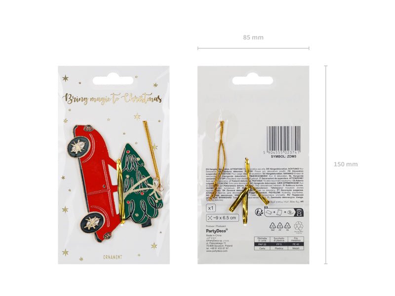 Kerst Hangdecoratie Auto 9cm van Partydeco koop je bij Partywinkel