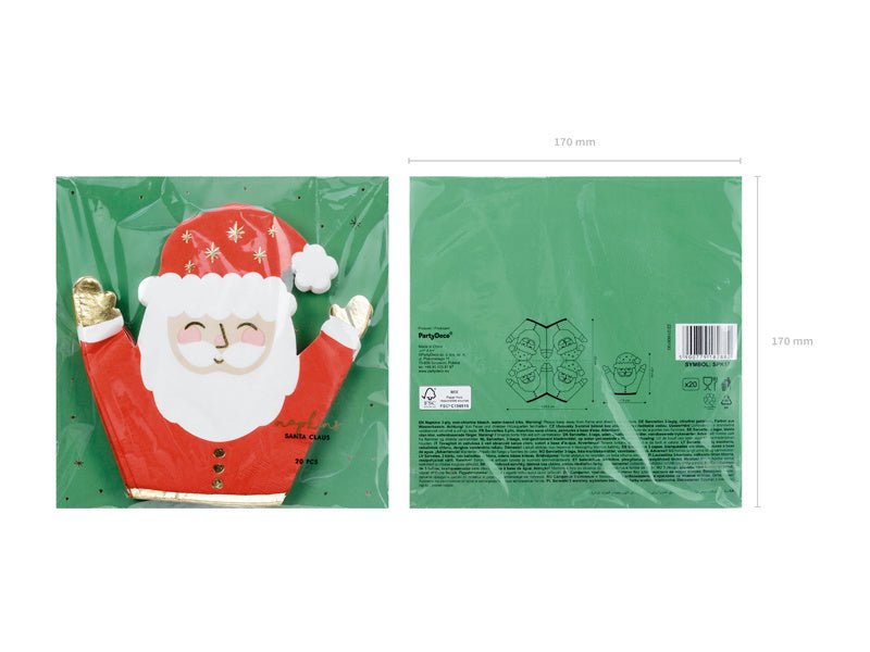 Kerstman Servetten 16cm 20st van Partydeco koop je bij Partywinkel