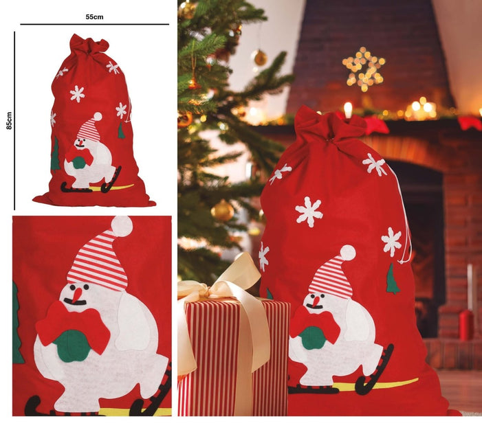 Kerstzak Sneeuwpop 85cm van Fiestas Guirca koop je bij Partywinkel