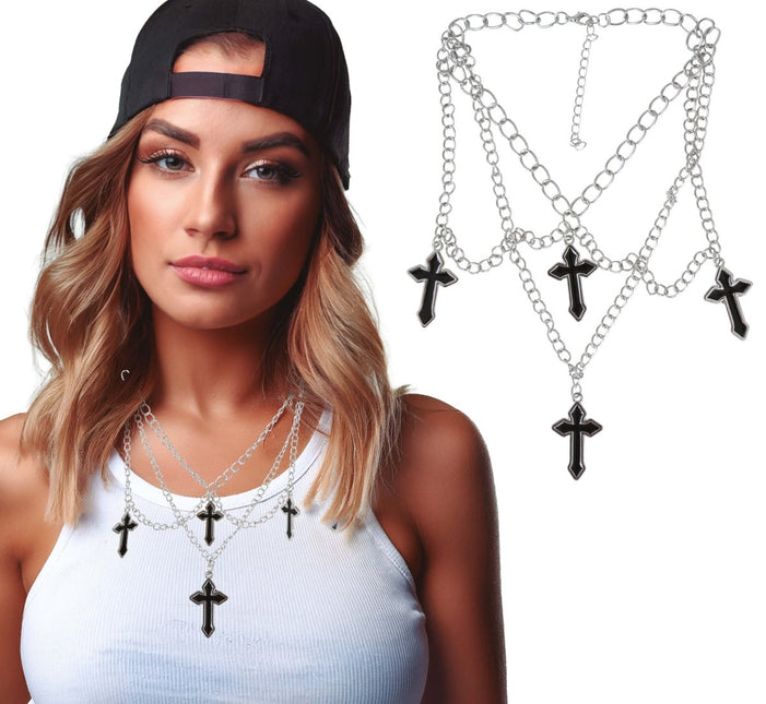 Ketting 4 kruishangers Zilver van Fiestas Guirca koop je bij Partywinkel