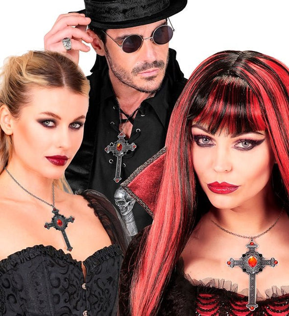 Ketting Kruis Rode Juwelen van Widmann koop je bij Partywinkel