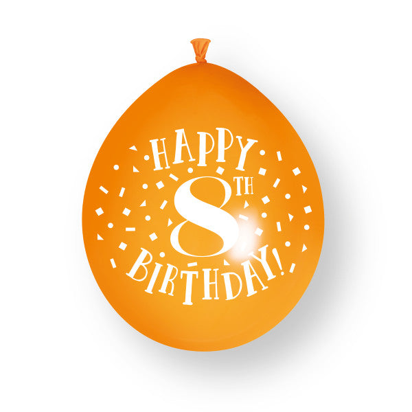 10 sztuk balonów lateksowych "Happy 8th Birthday 23 cm