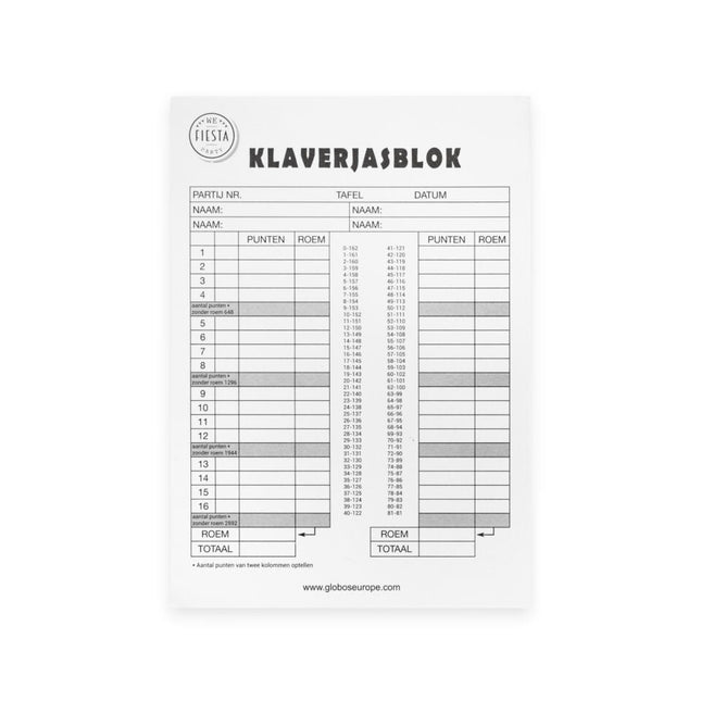 Klaverjas Scoreblok 21cm 50 pagina's van WeFiesta koop je bij Partywinkel