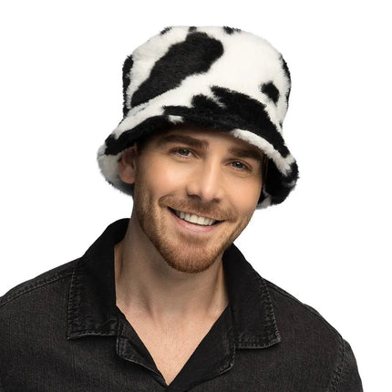 Koe Bucket Hat Pluche van Boland koop je bij Partywinkel