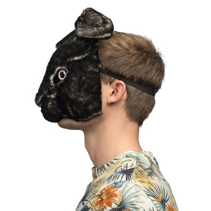 Konijn Masker Zwart Pluche - Partywinkel - 8712026567734