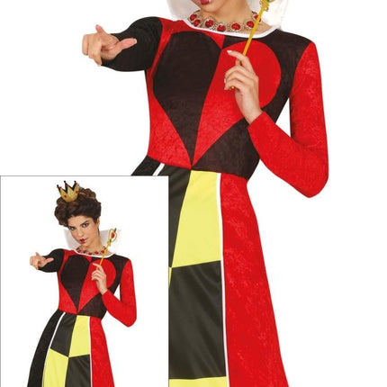 Koningin Jurk Zwart Rood Dames Harten - Partywinkel - 8434077860878
