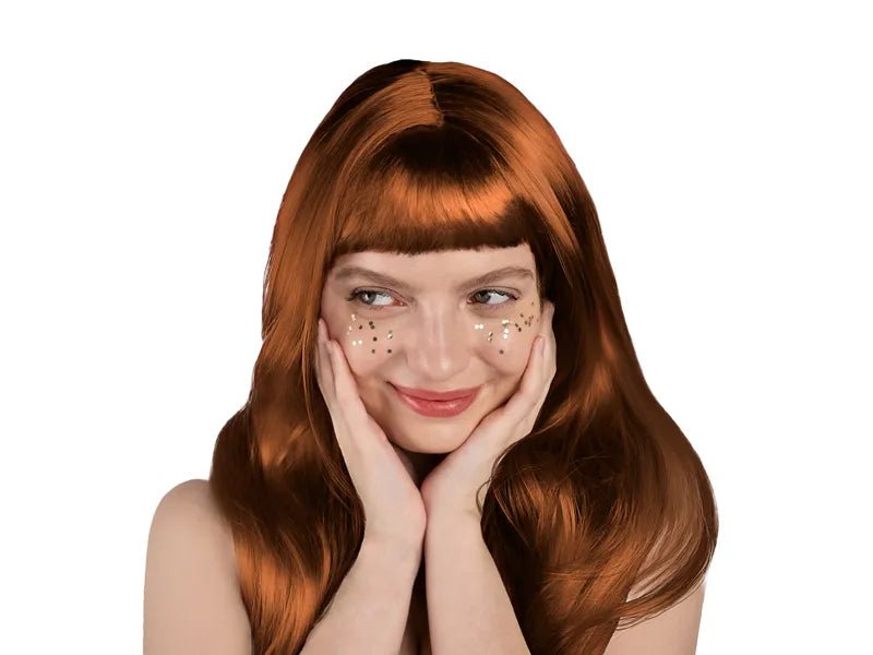 Koperen Pruik Lang Haar van Partydeco koop je bij Partywinkel