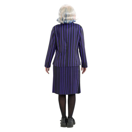 Kostuum Wednesday School Uniform Zwart/Paars van CHAKS koop je bij Partywinkel