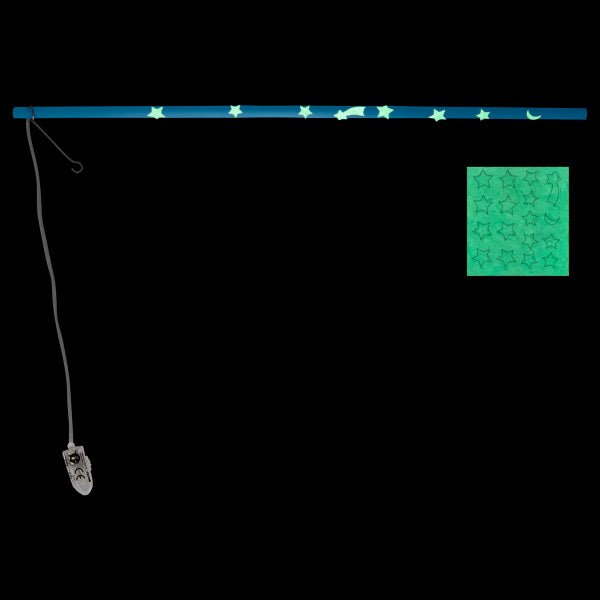 Lampionstokje Met LED Licht Blauw met Glow In The Dark Stickers Hout 40cm van Riethmueller koop je bij Partywinkel
