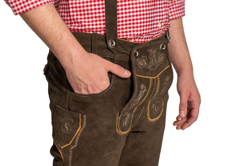 Lederhose Bruin Lang Gerlos van Partychimp koop je bij Partywinkel