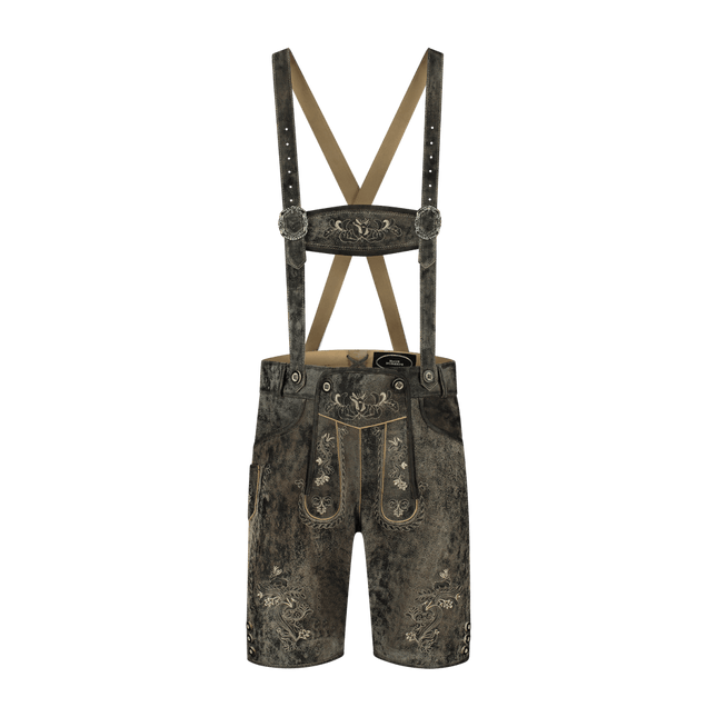 Lederhose Grijs Heren Kort Vintage van Haus Huberts koop je bij Partywinkel