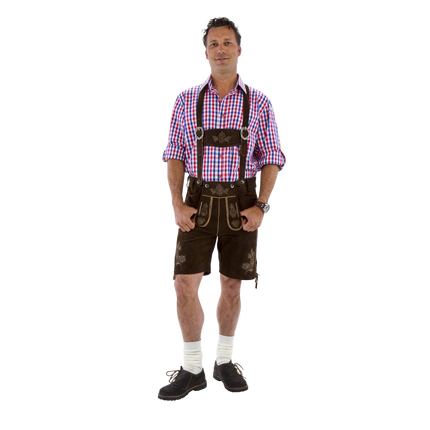 Lederhose krótkie brązowe GEITENLEER/ kurz braun ZIEGENLEDER